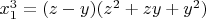 $x_1^3=(z-y)(z^2+zy+y^2)$