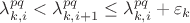 $\lambda^{pq}_{k,i}<\lambda^{pq}_{k,i+1}\le\lambda^{pq}_{k,i}+\varepsilon_k$