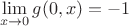 $$\lim\limits_{x \to 0} g(0,x) = -1$$