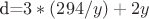 d=$3*(294/y)+2y$
