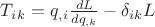 $T_i_k=q_,_i\frac{dL}{dq_{,k}}-\delta_{ik}L$