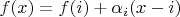 $f(x)=f(i)+\alpha_i(x-i)$