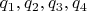 $q_1, q_2, q_3, q_4$