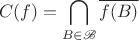 $$C(f)=\bigcap_{B\in\mathscr B} \overline{f(B)}$$