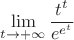 $\lim\limits_{t \to +\infty}\dfrac{t^t}{e^{e^t}}$