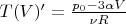 $T(V)' = \frac {p_0 - 3\alpha V} {\nu R}$