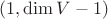 $(1,\dim V-1)$