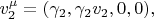 $v_2^\mu=(\gamma_2,\gamma_2v_2,0,0),$
