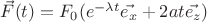 $\vec{F} (t) = {F}_{0} ({e}^{-\lambda t} \vec{{e}_{x}} + 2at\vec{{e}_{z}})$