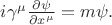$i\gamma^\mu\frac{\partial\psi}{\partial x^\mu}=m\psi.$