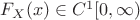 $F_X(x) \in C^1[0,\infty)$