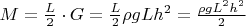 $M=\frac L 2 \cdot G=\frac L 2 \rho g Lh^2=\frac {\rho g L^2h^2} 2