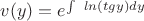 $v(y)=e^{\int\ ln (tgy)  dy}$
