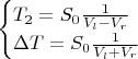 $\begin{cases}
T_2=S_0 \frac{1}{V_l-V_r}\\
\Delta T=S_0 \frac{1}{V_l+V_r}
\end{cases}$
