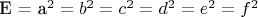 E = a^2 = b^2 = c^2 = d^2 = e^2 = f^2