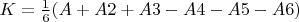 $K=\frac{1}{6}(A+A2+A3-A4-A5-A6)$