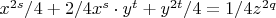 $x^{2s}/4+2/4x^s\cdot y^t+y^{2t}/4=1/4z^{2q}$