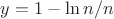 $y=1-\ln n/n$
