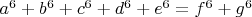 $a^6+b^6+c^6+d^6+e^6=f^6+g^6$