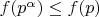 $f(p^\alpha) \leq f(p)$