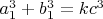 $a_1^3+b_1^3=kc^3$