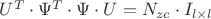$U^T\cdot\Psi^T\cdot \Psi\cdot U = N_{zc}\cdot I_{l\times l}$