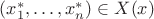 $(x_1^\ast,\ldots,x_n^\ast) \in X(x)$