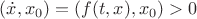 $(\dot x,x_0)=(f(t,x),x_0)>0$