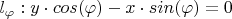 $l_{\varphi}: y \cdot cos(\varphi) - x \cdot sin(\varphi) = 0$