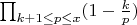 \prod_{k+1 \leq p\leq x}(1-\frac {k} {p})
