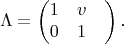 $$\Lambda=\begin{pmatrix}1&v&\\0 &1\end{pmatrix}\text{.}$$