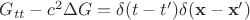 $G_{tt}-c^2\Delta G=\delta(t-t')\delta (\mathbf{x}-\mathbf{x'})$