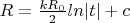 $R=\frac{kR_0}{2}ln|t|+c$
