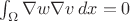 $\int_\Omega \nabla w \nabla v \, dx=0$