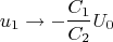 $$u_1\rightarrow -\frac{C_1}{C_2}U_0$$