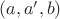 $(a, a', b)$