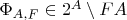 $\Phi_{A,F}\in 2^A\setminus FA$
