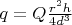$q=Q\frac{r^2h}{4d^3}$