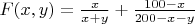 $F(x,y) = \frac{x}{x+y} + \frac{100-x}{200-x-y}$