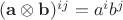 $(\mathbf a\otimes\mathbf b)^{ij} = a^ib^j$