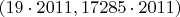 $(19\cdot 2011, 17285\cdot 2011)$