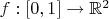 $f: [0, 1] \to \mathbb{R}^2$