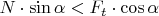 $N\cdot \sin \alpha < F_t\cdot \cos \alpha $
