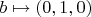 $$b\mapsto(0,1,0)$$