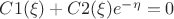 $ СC1(\xi)+C2(\xi)e^{-\eta}=0$