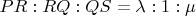 $PR:RQ:QS=\lambda:1:\mu$