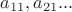 $a_{11}, a_{21}... $