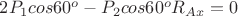 $2 P_1 cos 60^o & -P_2 cos 60^o & R_{Ax} = 0$