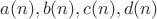 $a(n),b(n),c(n),d(n)$