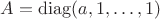 $A=\operatorname{diag}(a,1,\ldots,1)$